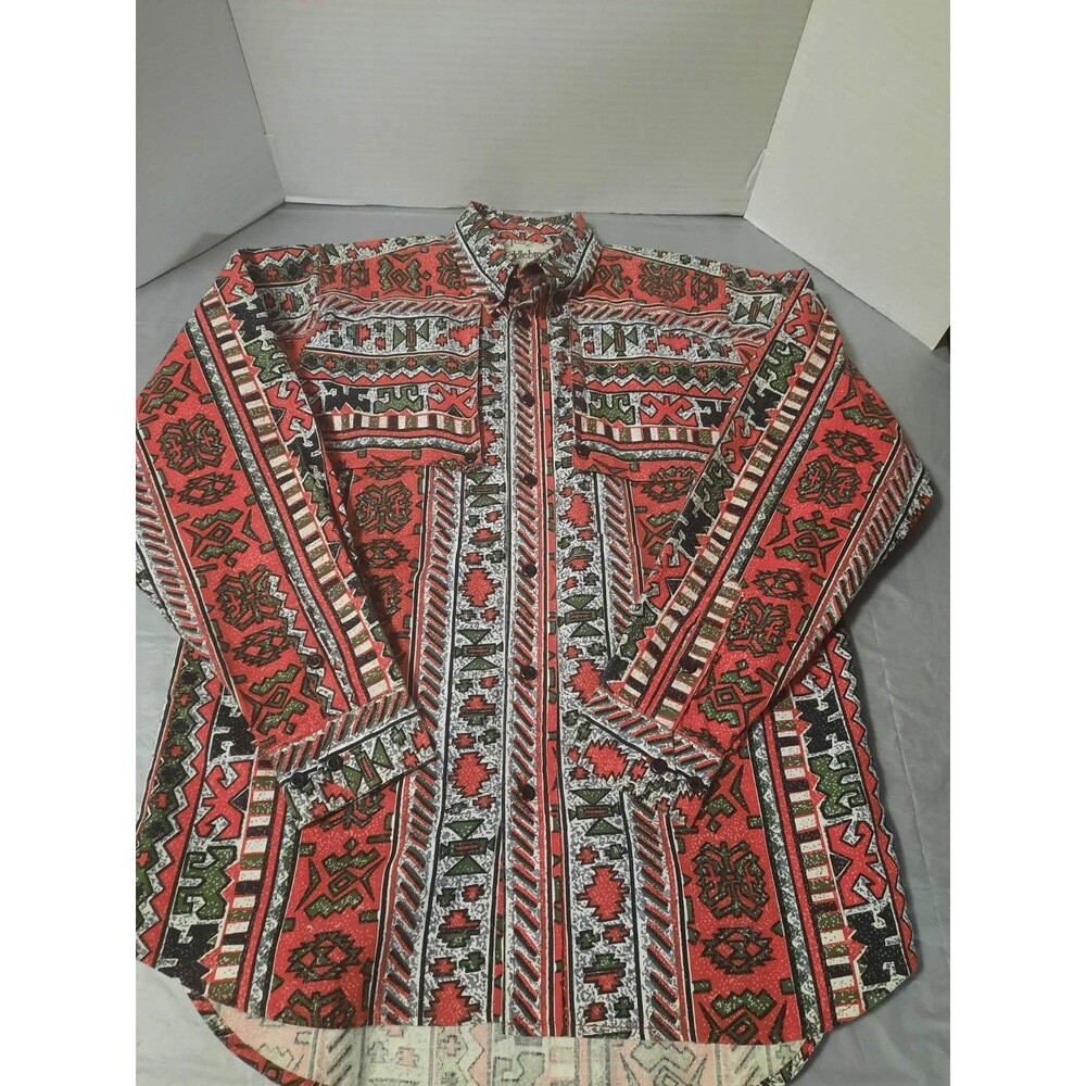 Saddlebrook Western Wear Men’s Small Button Up Shirt Southwestern All-Over Print